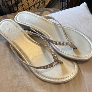 Madeline Stuart wedge heel rhinestones sandals.